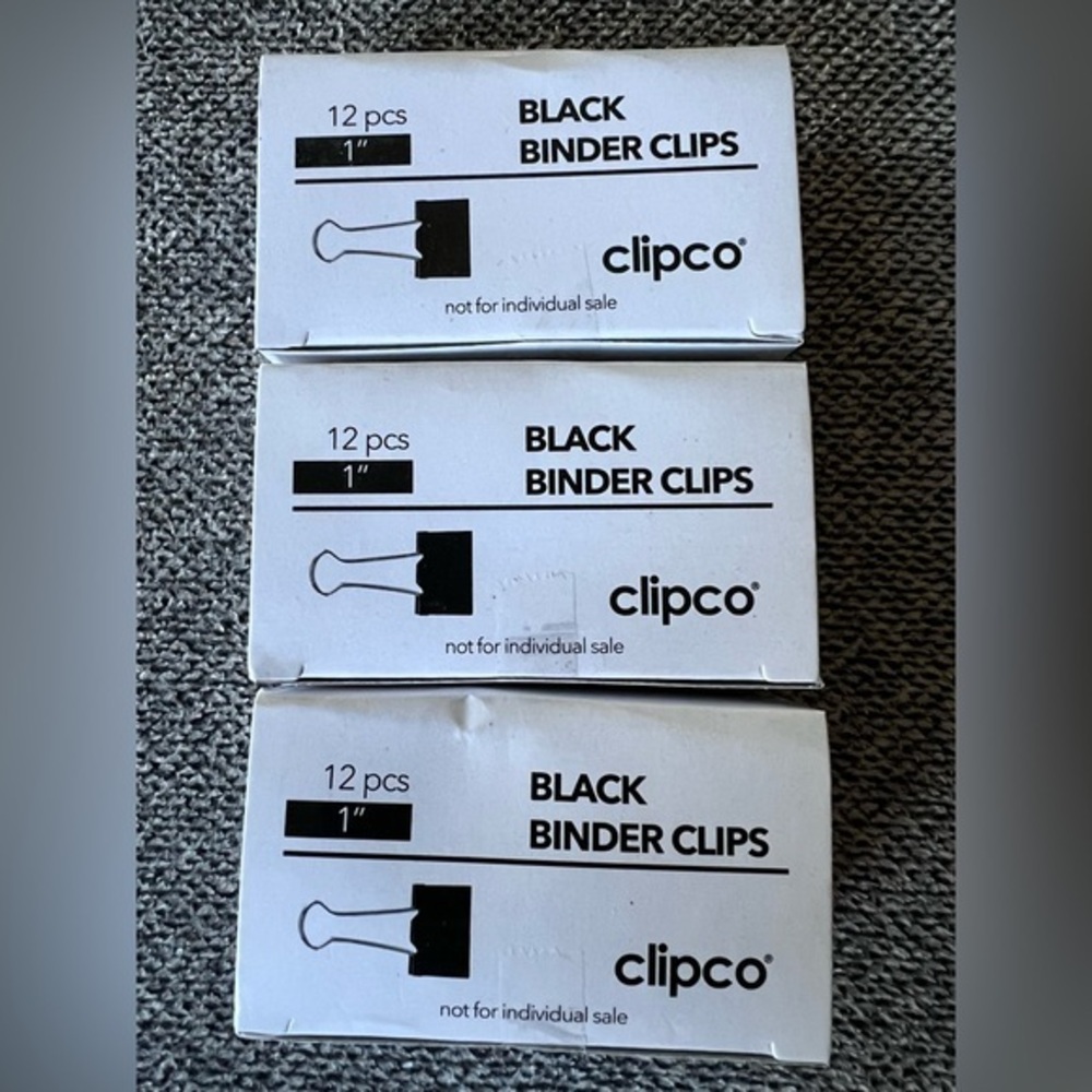 1-inch Black Binder Clips - 12 Pack
